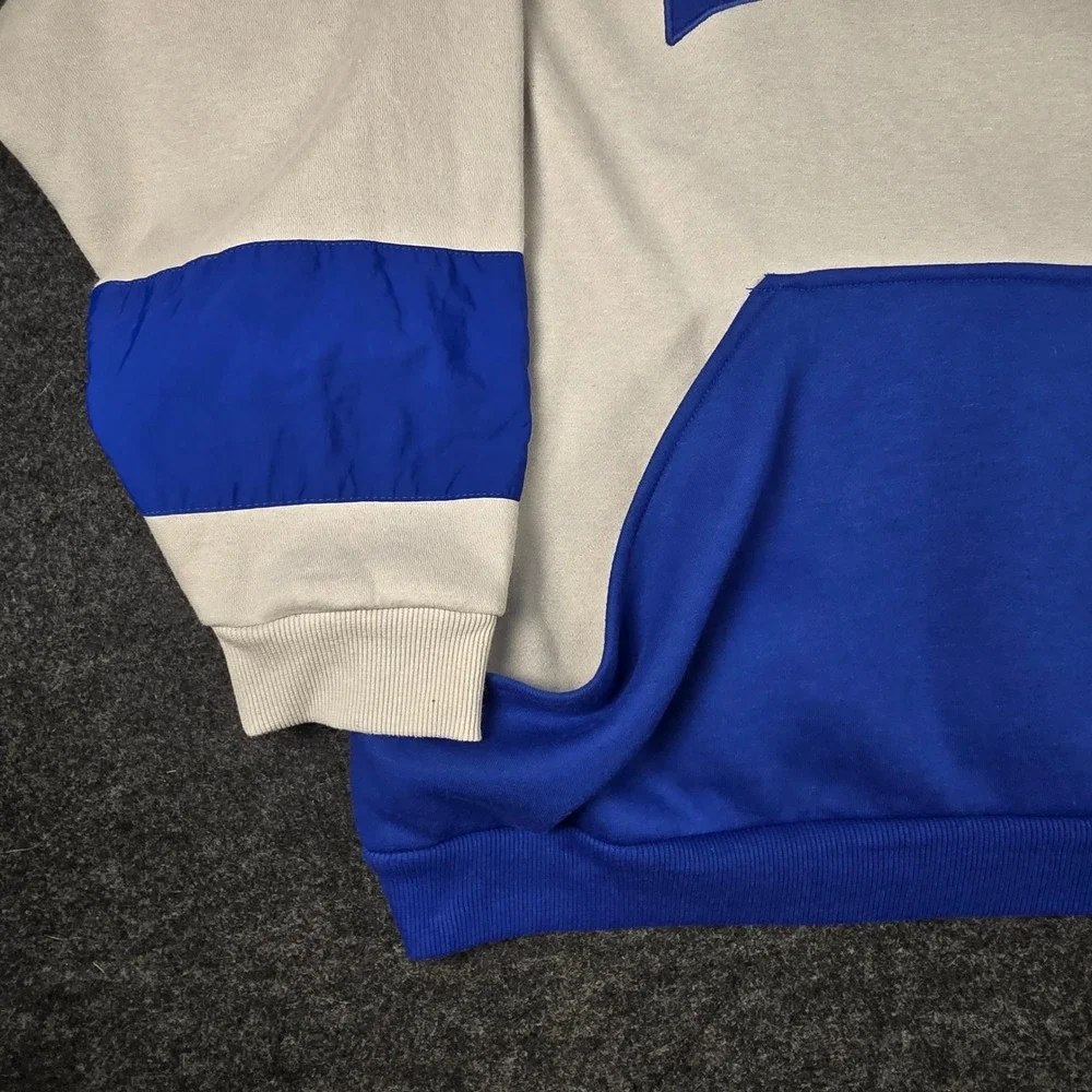 Y2K True Religion Men's Blue White Colorblock Oversized Sweatshirt Size XXL
